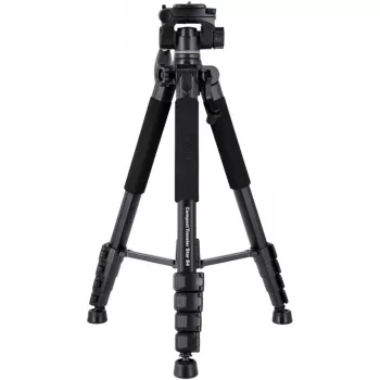 Rollei Compact Traveler Star S4 Reise-Stativ, Aluminium, 3-Wege-Neiger, max. Höhe 125 cm, Belastung 2 kg, Schwarz