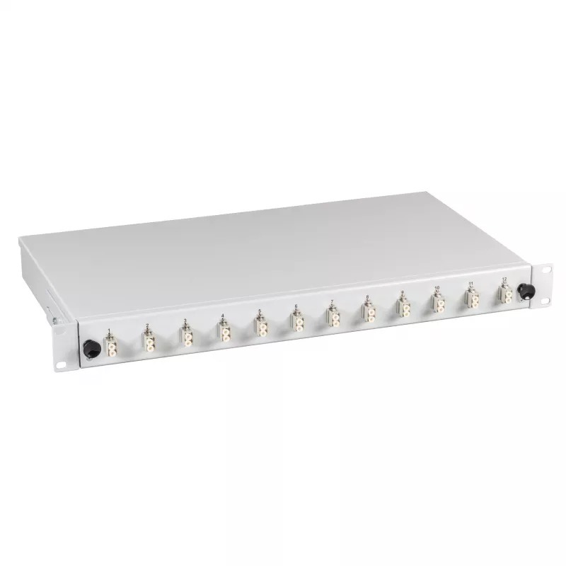 EFB Spleißbox LC 9/125µm OS2 Schublade 1U 48 Pigtails Vorterminiert 24 Duplex-Koppler