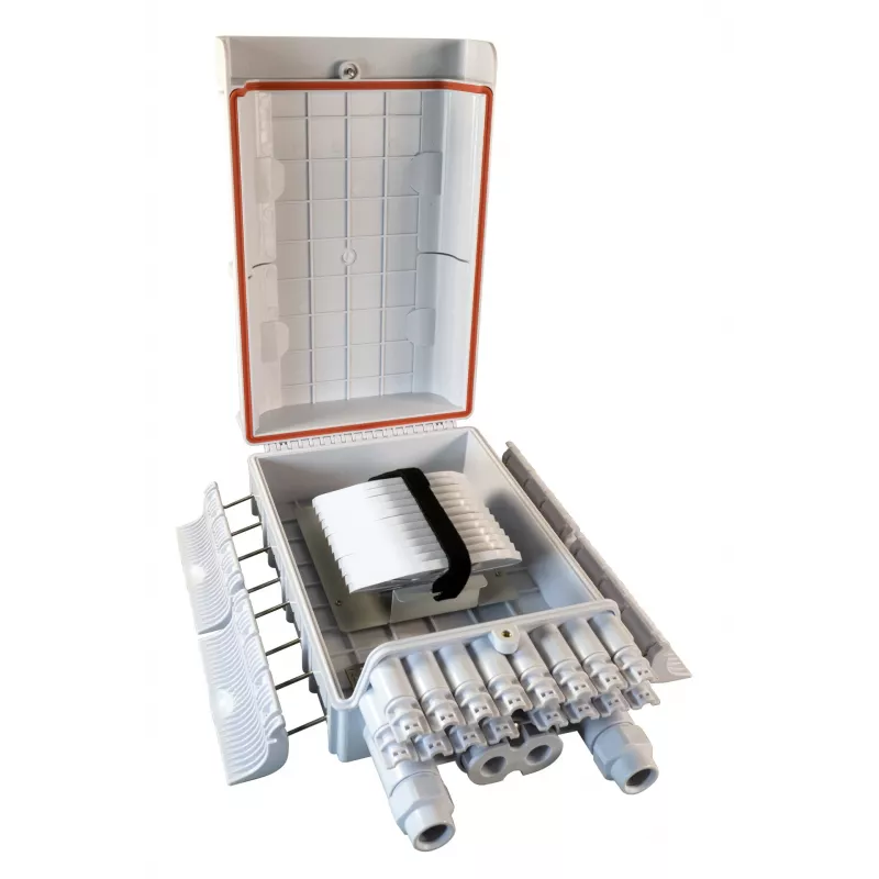 EFB FTTH IP65 Outdoor Verteilerbox für 96 Fasern mit Spleißkassetten und Faserüberlängenlagerung (FTTH-BOX-OUT-6)