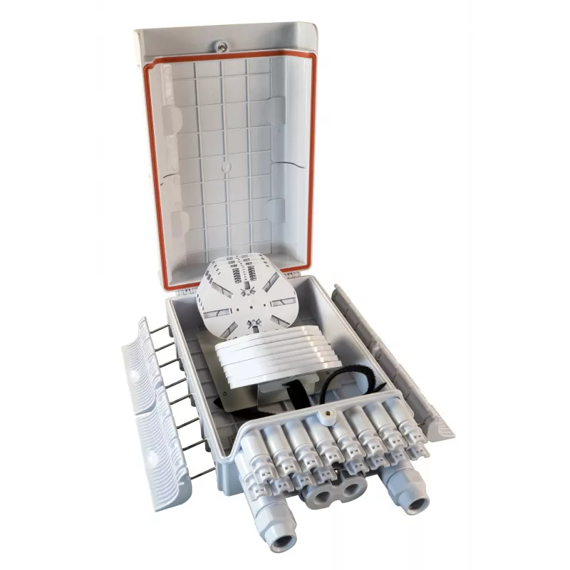 EFB FTTH IP65 Outdoor Verteilerbox für 96 Fasern mit Spleißkassetten und Faserüberlängenlagerung (FTTH-BOX-OUT-6)