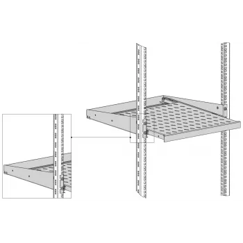 EFB Elektronik 19 inch 2U Schiebeauszug, 455 mm Tiefe, Frontmontage, 20 kg Tragfähigkeit, RAL 7035 Lichtgrau