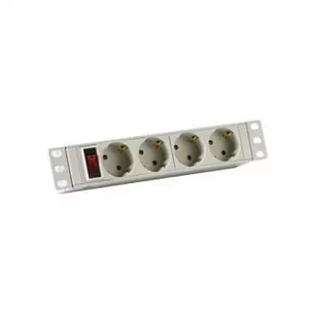 EFB-Elektronik 10 1HE Power Strip 4 x CEE 7/3 mit Schalter Aluminiumprofil Grau