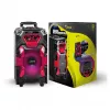 Leicke DJ ROXX TROLLEY PRO Tragbares PA-Lautsprechersystem mit Bluetooth, 100W RMS, 10 inch Woofer, LED-Lichtern, Trolley, Mikrofon, Fernbedienung