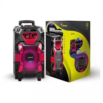 Leicke DJ ROXX TROLLEY PRO Tragbares PA-Lautsprechersystem mit Bluetooth, 100W RMS, 10 inch Woofer, LED-Lichtern, Trolley, Mikrofon, Fernbedienung