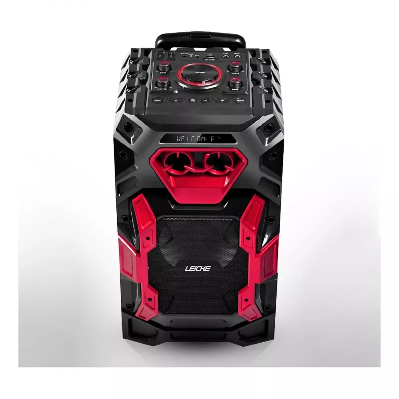 Leicke DJ ROXX TROLLEY PRO Tragbares PA-Lautsprechersystem mit Bluetooth, 100W RMS, 10 inch Woofer, LED-Lichtern, Trolley, Mikrofon, Fernbedienung