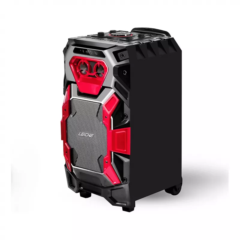 Leicke DJ ROXX TROLLEY PRO Tragbares PA-Lautsprechersystem mit Bluetooth, 100W RMS, 10 inch Woofer, LED-Lichtern, Trolley, Mikrofon, Fernbedienung