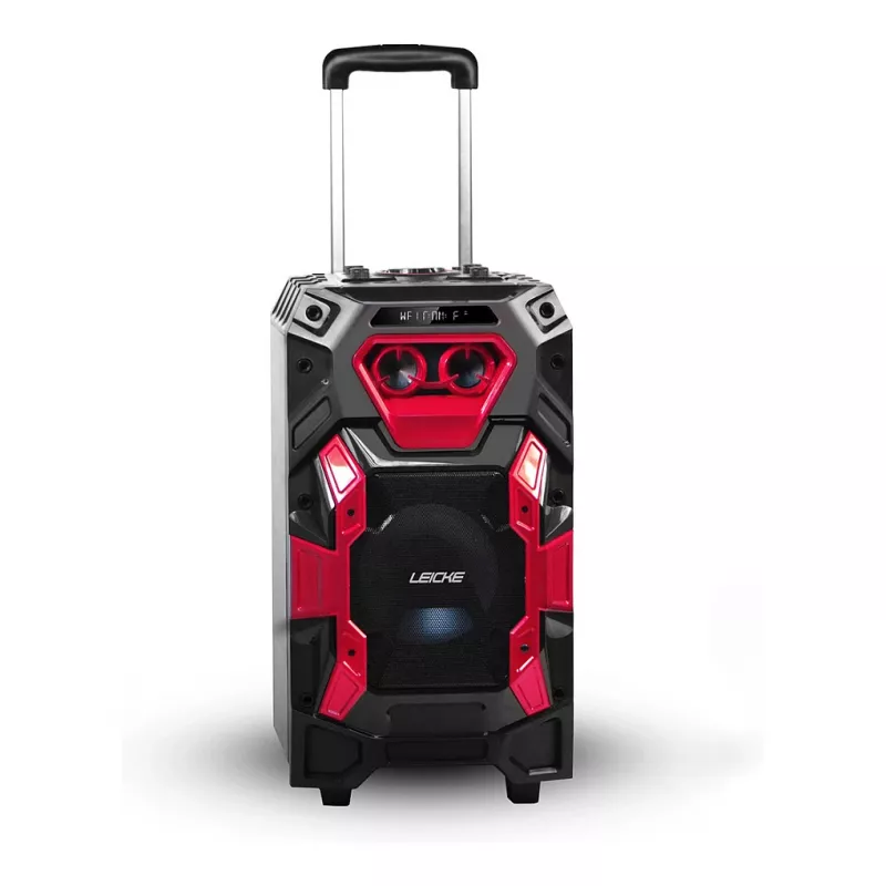 Leicke DJ ROXX TROLLEY PRO Tragbares PA-Lautsprechersystem mit Bluetooth, 100W RMS, 10 inch Woofer, LED-Lichtern, Trolley, Mikrofon, Fernbedienung