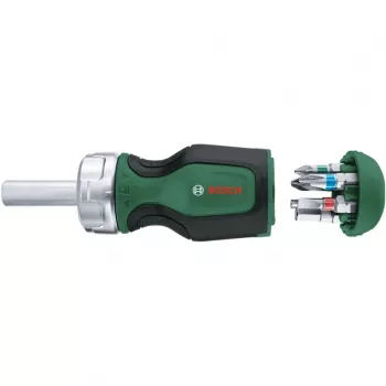 Bosch 1600A032UY Ratschen-Schraubendreher mit 12 Bits (25 mm) S2-Stahl, 1/4 inch-Sechskant, ergonomischer Griff