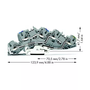 WAGO 2005-7646 Durchgangsklemme, 3-Leiter, 400V, 24A, 2,5mm², grau