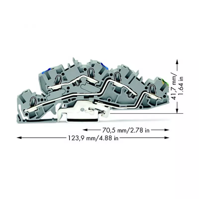 WAGO 2005-7646 Durchgangsklemme, 3-Leiter, 400V, 24A, 2,5mm², grau
