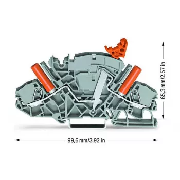 WAGO 2007-8821 3-Leiter Push-in Klemmenblock, 10 mm², grau