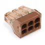 WAGO 773-606 6-fach Verbindungsklemme, Push-wire, 50 Stück, braun/transparent