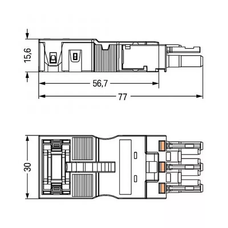 WAGO Buchsenverbinder 770-203/035-000 mit Zugentlastungsgehäuse, Schwarz