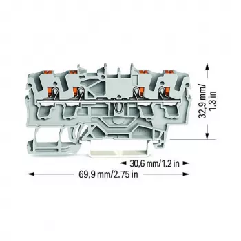 WAGO Durchgangsklemme 4-Leiter Push-in 2,5 mm² Grau