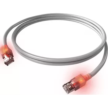 EasyLan DualBoot LED Patchkabel RJ45 S/FTP Cat.6A (Class EA) - mit saCon-Stecker - LSOH - Grau - 7,5 m