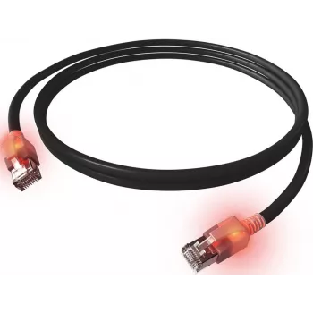 EasyLan DualBoot LED Patchkabel RJ45 S/FTP Cat.6A (Class EA) mit SaCon Stecker LSOH Schwarz 7,5 M