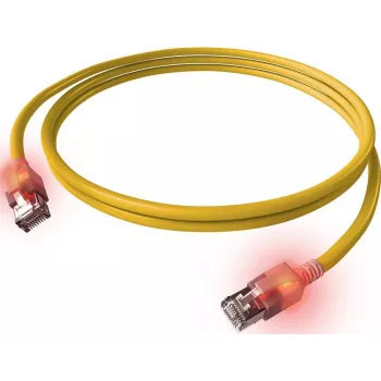 EasyLan DualBoot LED Patchkabel RJ45 S/FTP Cat.6A (Class EA) - mit saCon Stecker - LSOH - Gelb - 7m