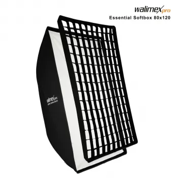 Walimex Pro Softbox Essential 80x120 cm Rechteck-Softbox mit Bowens-Anschluss, silbernem Innenleben, Diffusoren, Tragetasche