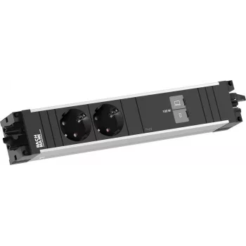 Bachmann STEP ALU Tisch-Stromversorgung 2x Schuko 1x USB-C 100W Aluminium