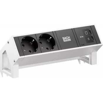 Bachmann DESK2 2x CEE 7/3 1x USB-C 45W 0.2m Edelstahl Tisch-Strommodul