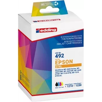 Edding Kompatibler Tintenpatronen Combo-Pack für Epson 27XL (Cyan, Magenta, Gelb) - Hohe Ergiebigkeit - 3er-Pack
