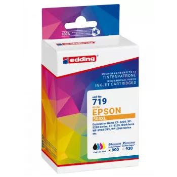 Edding Kompatible Tintenpatronen Kombipack ersetzt Epson 503XL T09R1 Schwarz, Cyan, Magenta, Gelb (4er-Pack) Hohe Ergiebigkeit