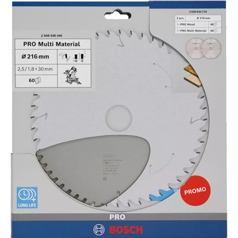 BOSCH PRO Holz-/Multimaterial-Kreissägeblatt 216 mm, Doppelpack