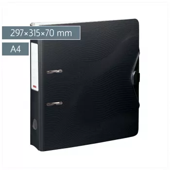 BRUNNEN WAVE Hebelaktenordner Onyx Black Kunststoff 7,0 cm DIN A4