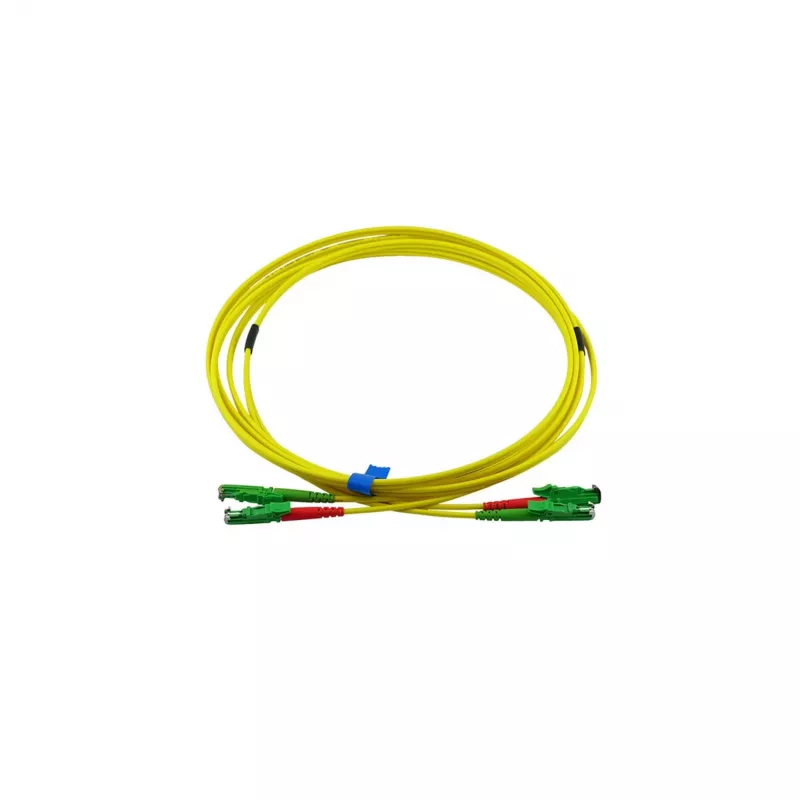 BlueOptics Duplex Fibre Optic Patch Cable, E2000-APC/E2000-APC, Singlemode OS2, 5m, Grün, LSZH
