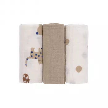 Lassig Mullwindel-Set 3er-Pack 60x60cm Little Mateys Royalblau