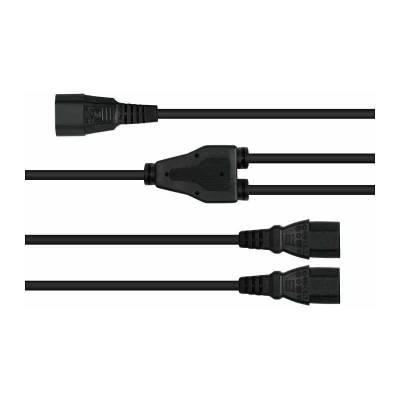 Kabelmeister Y-Stromverteilerkabel C14 auf 2x C13, 0,2 m, Schwarz