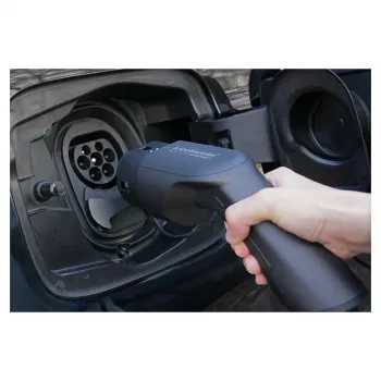 KABELMEISTER Mode 3 EV-Verlängerungskabel, Typ 2 Stecker auf Kupplung, 3-phasig, 32A, 22kW, Spiralkabel, 5m, Schwarz