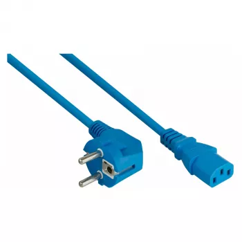 Kabelmeister Stromkabel Schuko-Stecker Typ E+F (90° gewinkelt) auf IEC C13-Steckverbinder, Blau, 1,0 m
