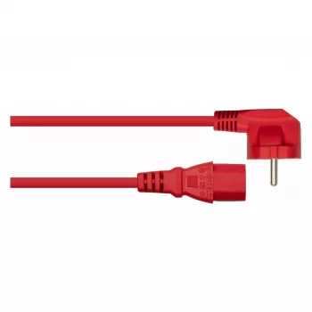 Kabelmeister Netzkabel Schuko-Stecker Typ E+F (90° gewinkelt) auf IEC C13, Rot, 0,75 m