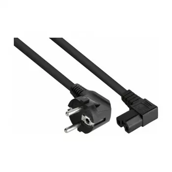 Kabelmeister Stromkabel Schuko Typ E+F 90° abgewinkelt auf IEC C15 rechtwinklig, 2m, Schwarz