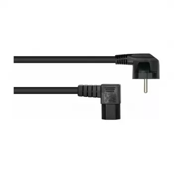 kabelmeister Stromkabel Schuko-Stecker Typ E+F (90° abgewinkelt) auf C15 Heizgeräte-Steckverbinder (rechtwinklig), 1,8 m, Schwarz