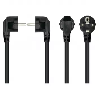 Kabelmeister Stromkabel Schuko-Stecker Typ E+F (90° abgewinkelt) auf IEC C15-Kupplung (gerade), 1,8 m, Schwarz