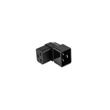 Kabelmeister Netzadapter C20 Stecker auf C19 Kupplung gewinkelt Auf/Ab - 16A 250V 4000W Schwarz