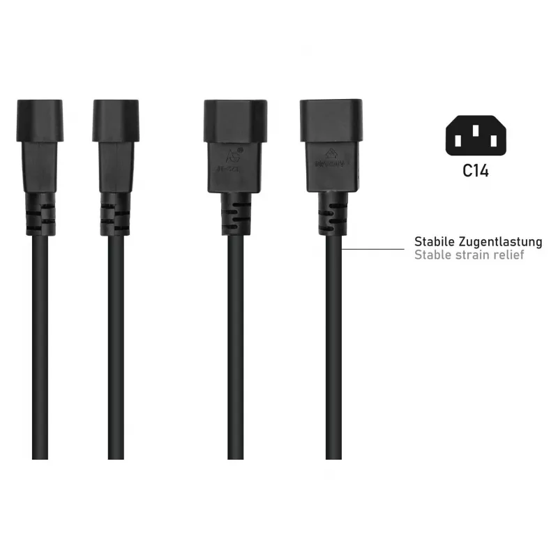 Kabelmeister Netzkabel C14 auf Schuko Steckdose Schwarz 0,5m