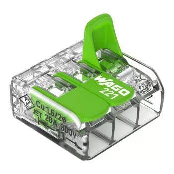 WAGO 221-423 3-Leiter-Kompaktverbinder, 4 mm², transparent