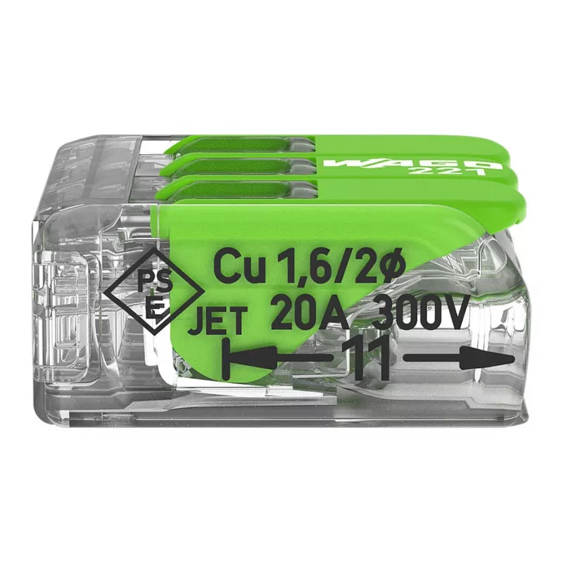 WAGO 221-423 3-Leiter-Kompaktverbinder, 4 mm², transparent