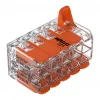 WAGO 221-420 Kompakt-Spleißverbinder mit Hebeln, 10-Leiter, 0,2-4 mm², transparentes Gehäuse, oranger Hebel, 10er-Pack