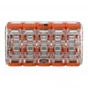 WAGO 221-420 Kompakt-Spleißverbinder mit Hebeln, 10-Leiter, 0,2-4 mm², transparentes Gehäuse, oranger Hebel, 10er-Pack