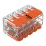 WAGO 221-420 Kompakt-Spleißverbinder mit Hebeln, 10-Leiter, 0,2-4 mm², transparentes Gehäuse, oranger Hebel, 10er-Pack