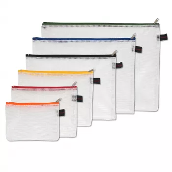 FolderSys 6-teiliges Dokumententaschen-Set mit Reißverschluss - A6, B6, A5, B5, A4, B4 - Transparent