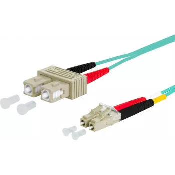 METZ CONNECT OpDAT Patchkabel SC Duplex auf LC Duplex OM3 5m Aqua