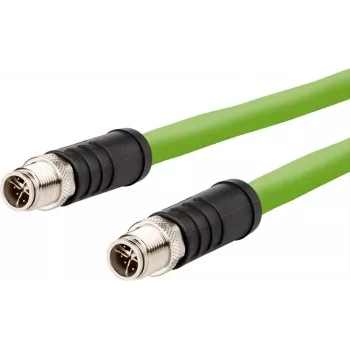METZ CONNECT M12 X-codiertes Patchkabel, SF/UTP CAT 6a, 2,0 m, grün, halogenfrei, schleppkettentauglich
