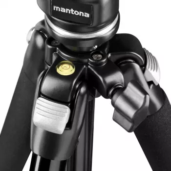 Mantona Scout MAX Set Stativ mit Horizontalarm, Kugelkopf, umkehrbarer Mittelsäule, 160 cm, 5 kg Belastung, für DSLR- und spiegellose Kameras, Schwarz