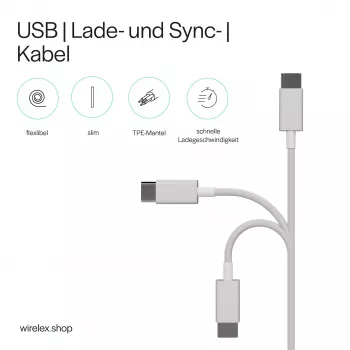 SHIVERPEAKS Flexline USB-C auf USB-C Lade- und Synchronisationskabel, USB 2.0, ABS, Weiß, 0,5 m (FL31-12050)