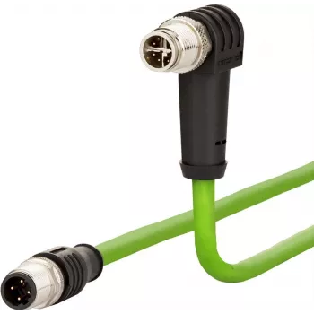 METZ CONNECT M12 S-codiert Cat6a Netzwerkkabel 5m Grün S/FTP 8-polig gerade auf gewinkelt 142M2X1B050